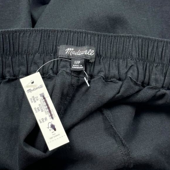 Madewell Women's Linen Blend Straight Leg Crop Pant Size 12 Petite Black - Picture 3 of 15
